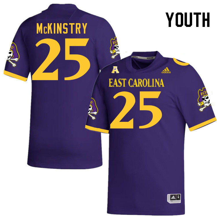Youth #25 Kingston McKinstry ECU Pirates 2023 College Football Jerseys Stitched-Purple